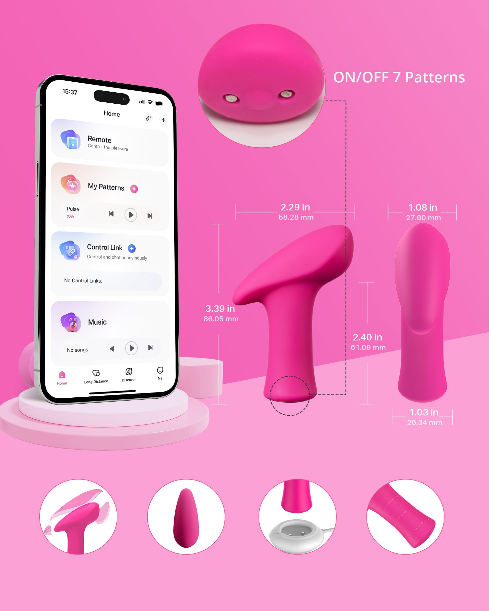 LOVENSE Ambi Mini Bullet Vibrator, Small and Discreet Powerful Stimulator with Long Distance Bluetooth Wireless Control, Hammer Shape to Pinpoint Stimulate - Image 6