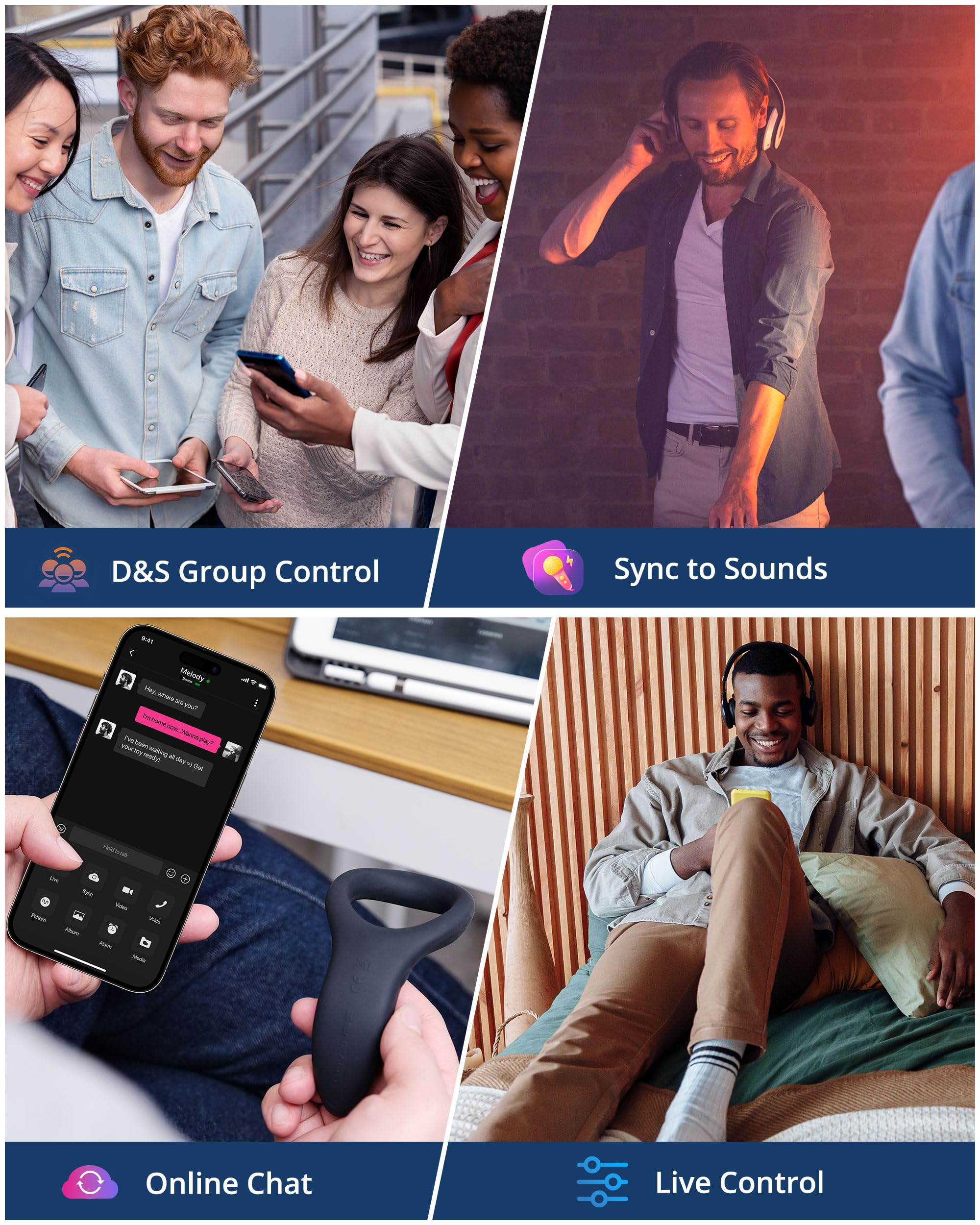 LOVENSE Diamo Vibrating Penis Ring, Cock Ring for Men, Prostate Massager, Long Distance Bluetooth Remote Reach with Music Sync, Partner & App Control, Male Sex Toys - Image 3