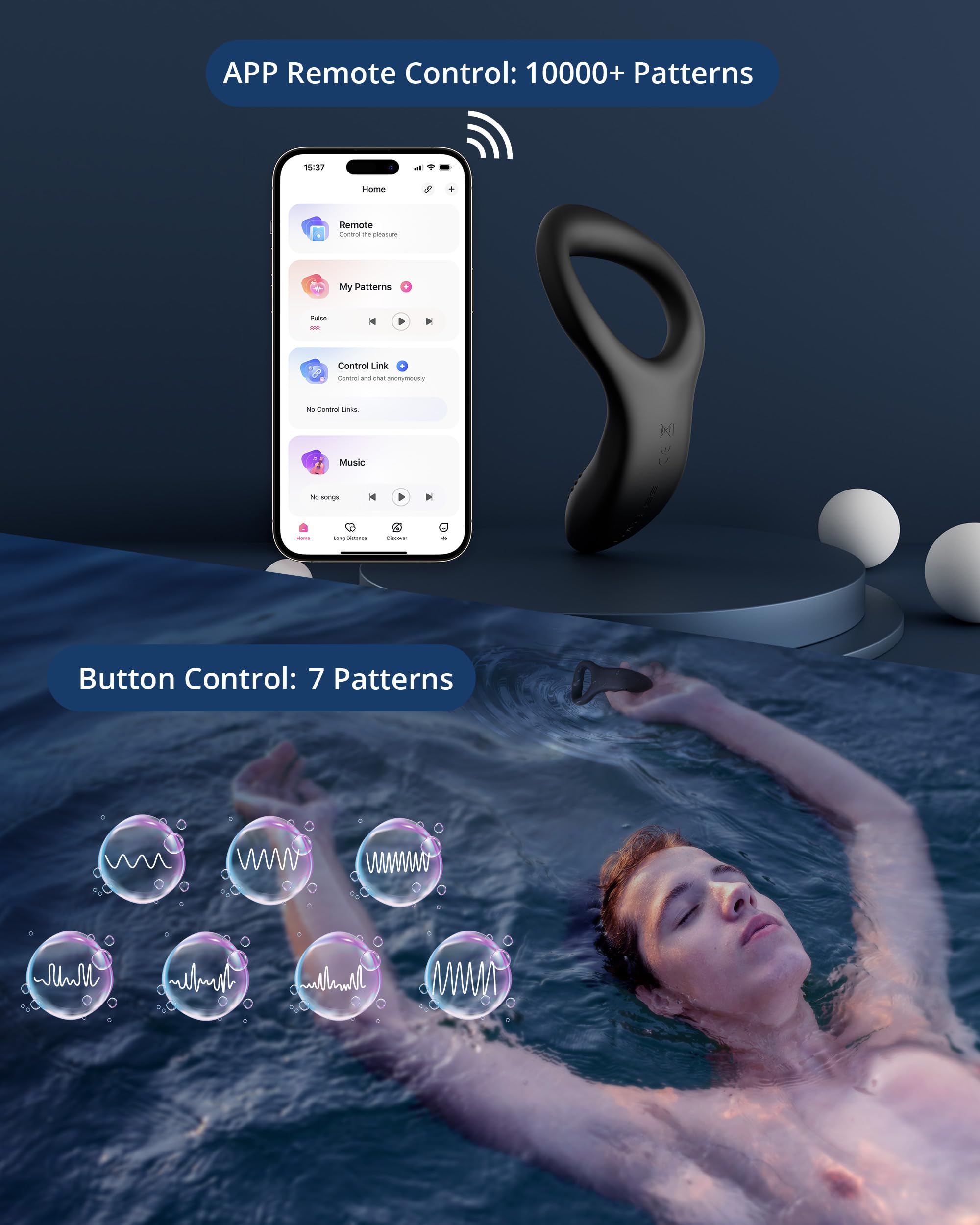 LOVENSE Diamo Vibrating Penis Ring, Cock Ring for Men, Prostate Massager, Long Distance Bluetooth Remote Reach with Music Sync, Partner & App Control, Male Sex Toys - Image 4