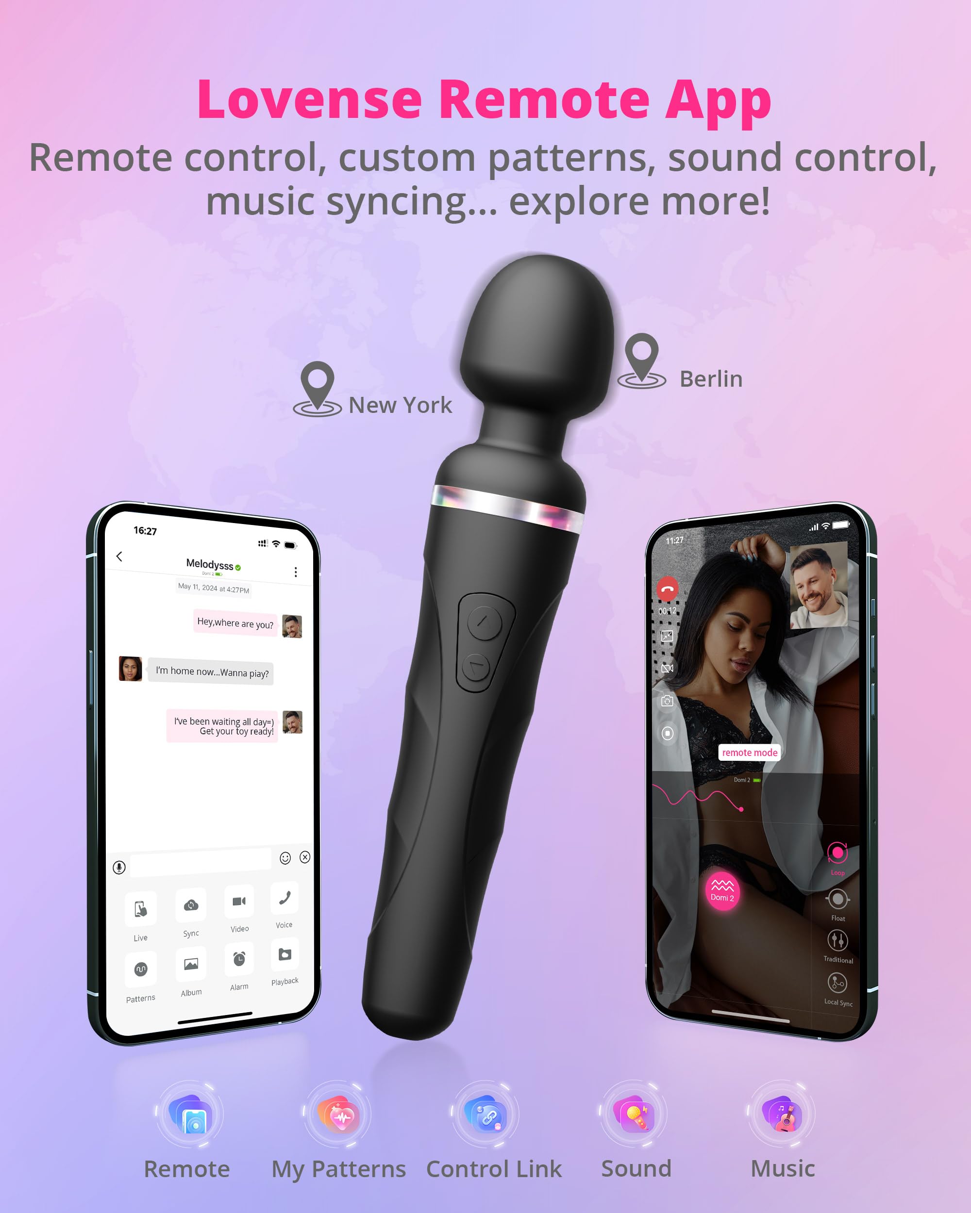 LOVENSE Domi 2 Wand Massager Vibrator + LOVENSE Hush 2 1.75'' Vibrating Butt Plug Anal Sex Toys for Couples - Image 3