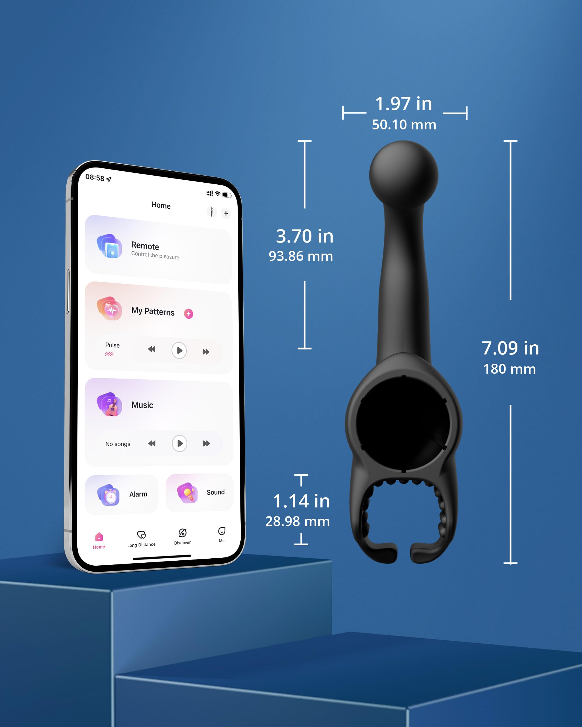 LOVENSE Domi 2 Prostate Massager Attachment for Men, Anal Vibrator for with APP Remote Control Toy, Prostate Stimulator Toy for Sex, Male Attachment for Domi 2 Vibrator Wands - Image 5
