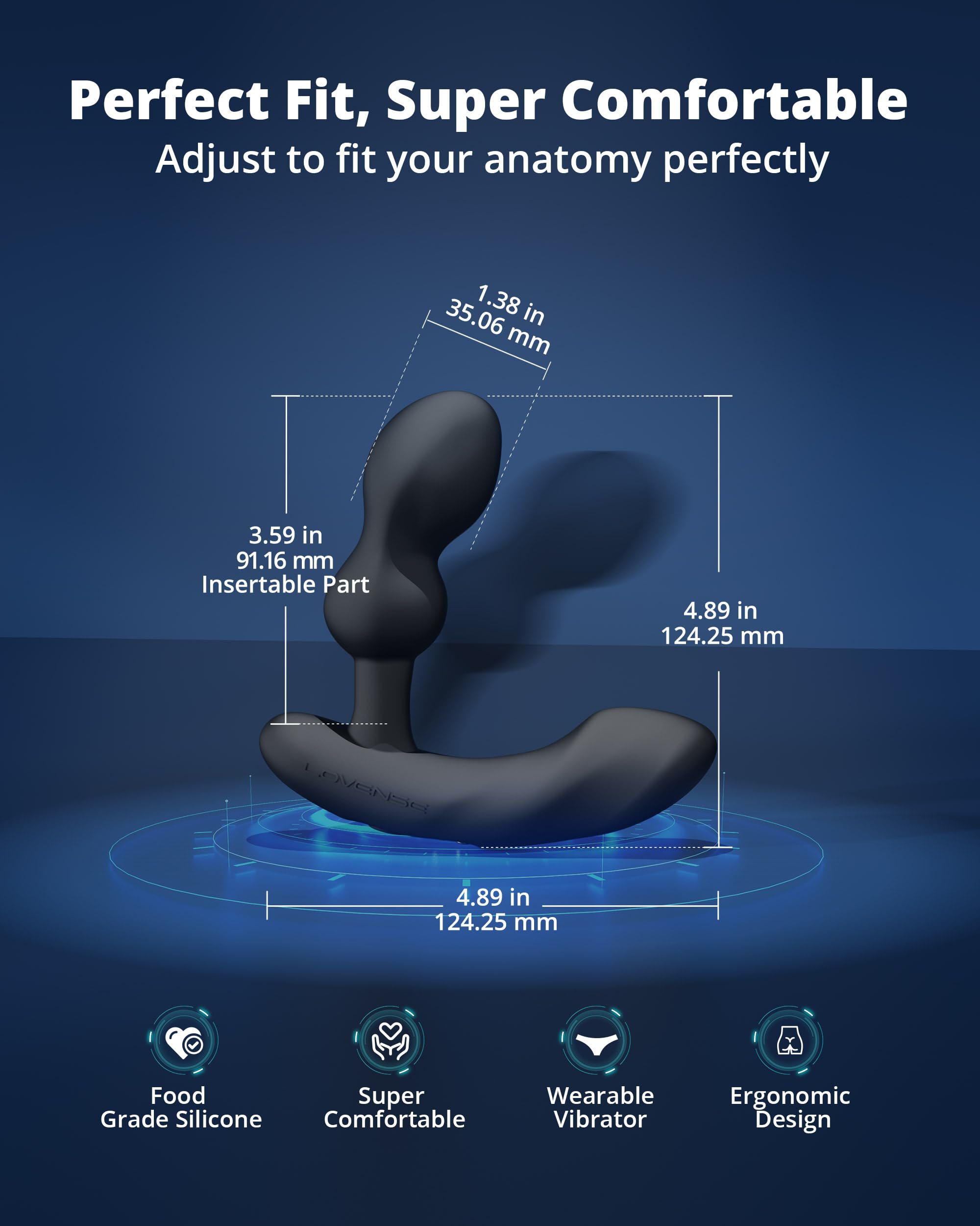 LOVENSE Edge 2 Prostate Massager Vibrator Male Sex Toy + LOVENSE Hush 2 1.75'' Vibrating Butt Plug Anal Sex Toys for Couples - Image 5