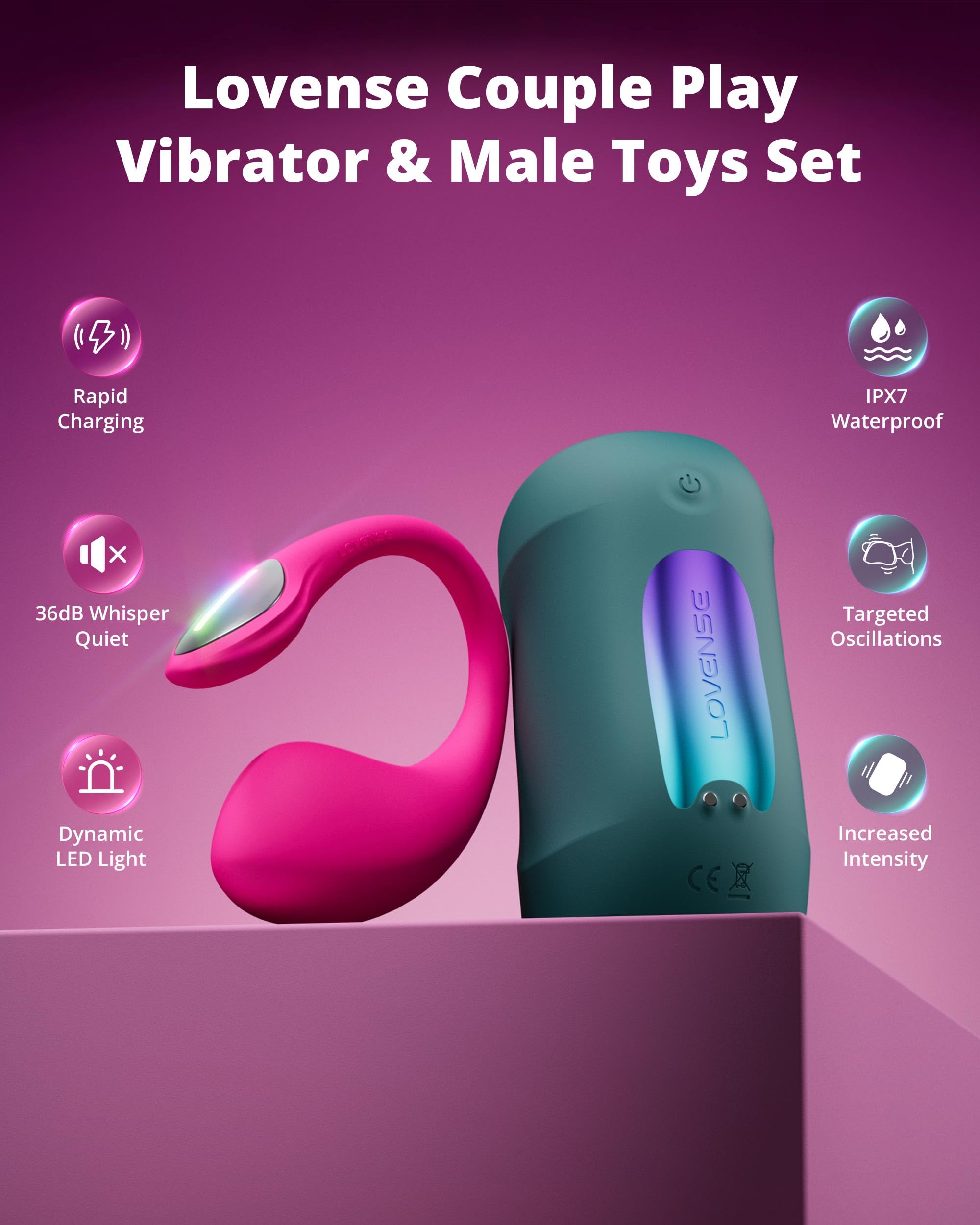 LOVENSE Lover Set - 2026 App Controlled Couples Kit, Waterproof Body-Safe Lush 4 Wearable Vibrator, Gush 2 Male Masturbator and Accessories, Long Distance Relationship Toys, Premium Couples Gift Set - Image 5