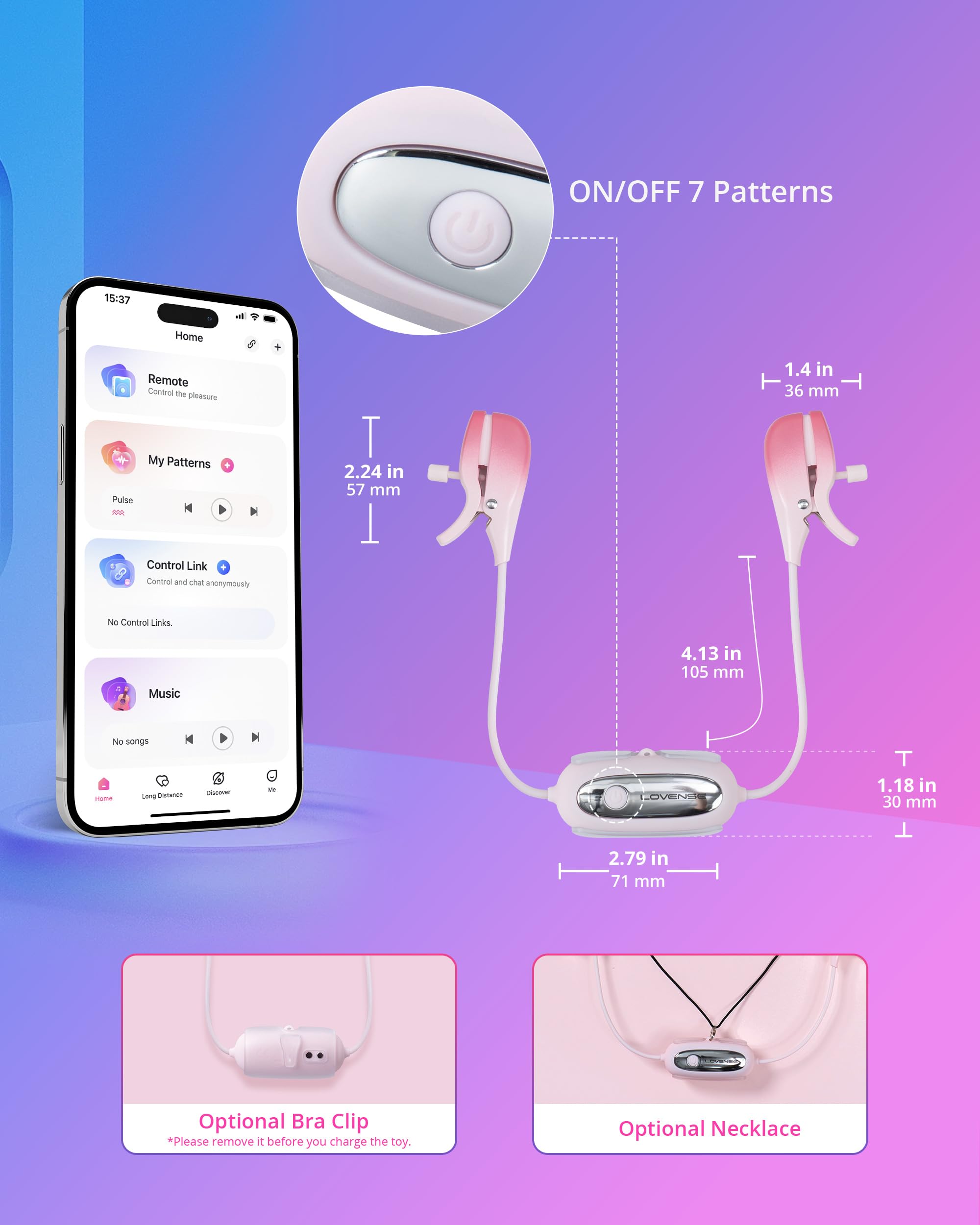 LOVENSE Lush 4 Wearable G-spot Egg Vibrator+Ferri Wearable Magnetic Panty Vibrator+Gemini Vibrating Nipple Clamps for Women Couple Play - Image 8