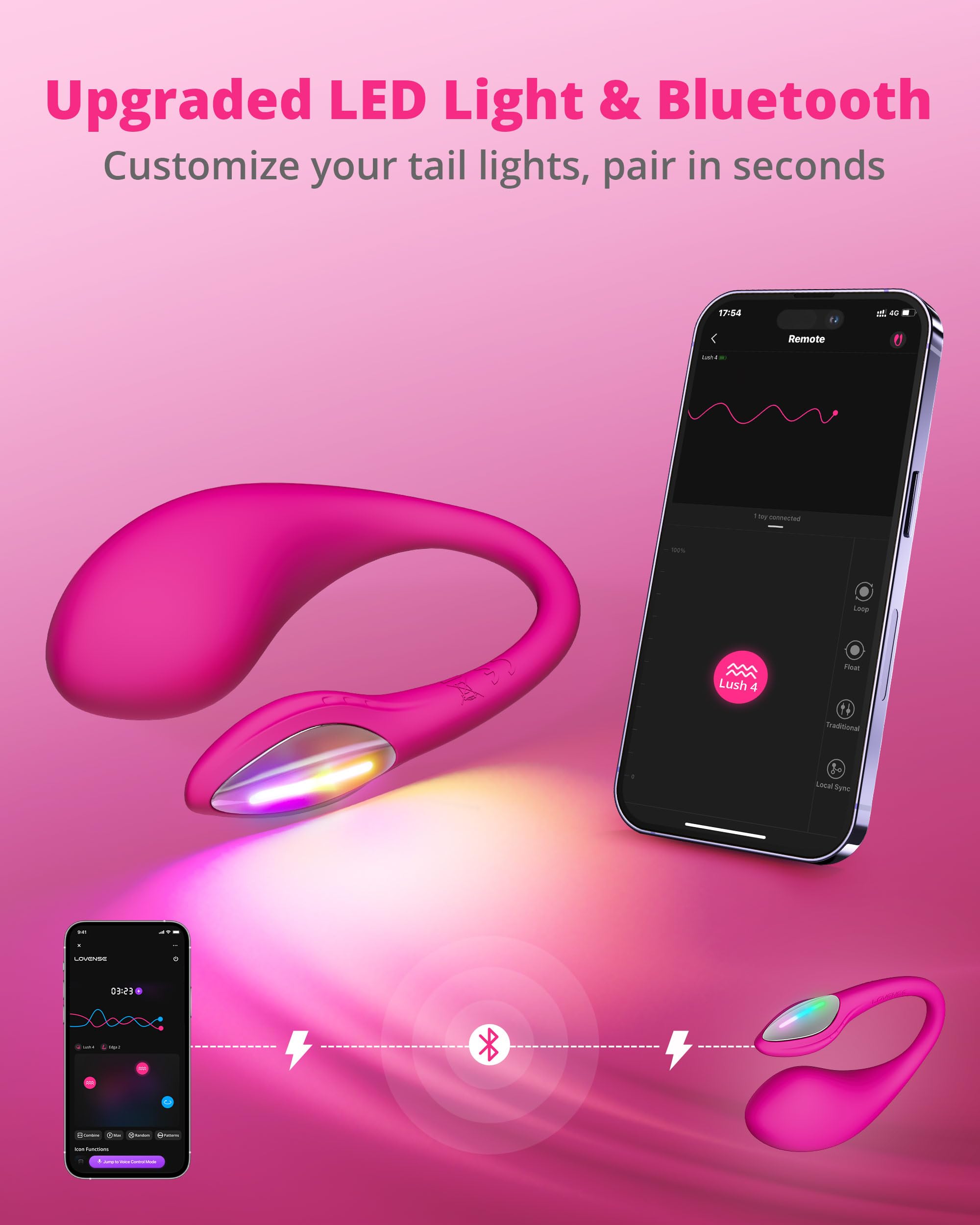 LOVENSE Lush 4 G spot Vibrator Couples Sex Toys, Powerful Wearable Egg Vibrators APP Remote Control Long Distance Adult Sex Toys & Games with LED Light, IPX7 Waterproof, Discreet, Rose - Image 3