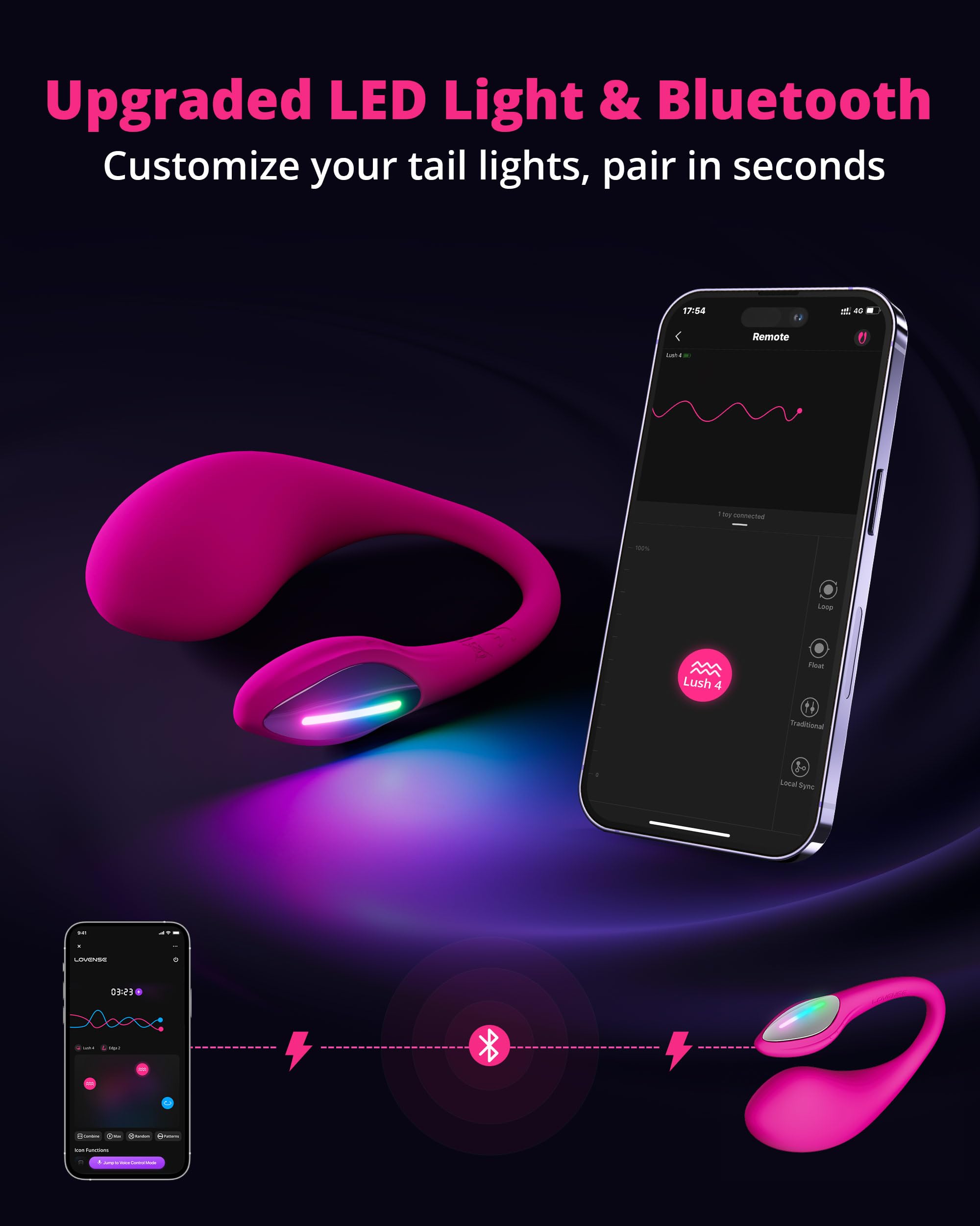 LOVENSE Lush 4 Remote Control Wearable G-spot Egg Vibrator for Women + LOVENSE Hush 2 1.5in Butt Plug Anal Vibrator for Women, Couple - Image 5