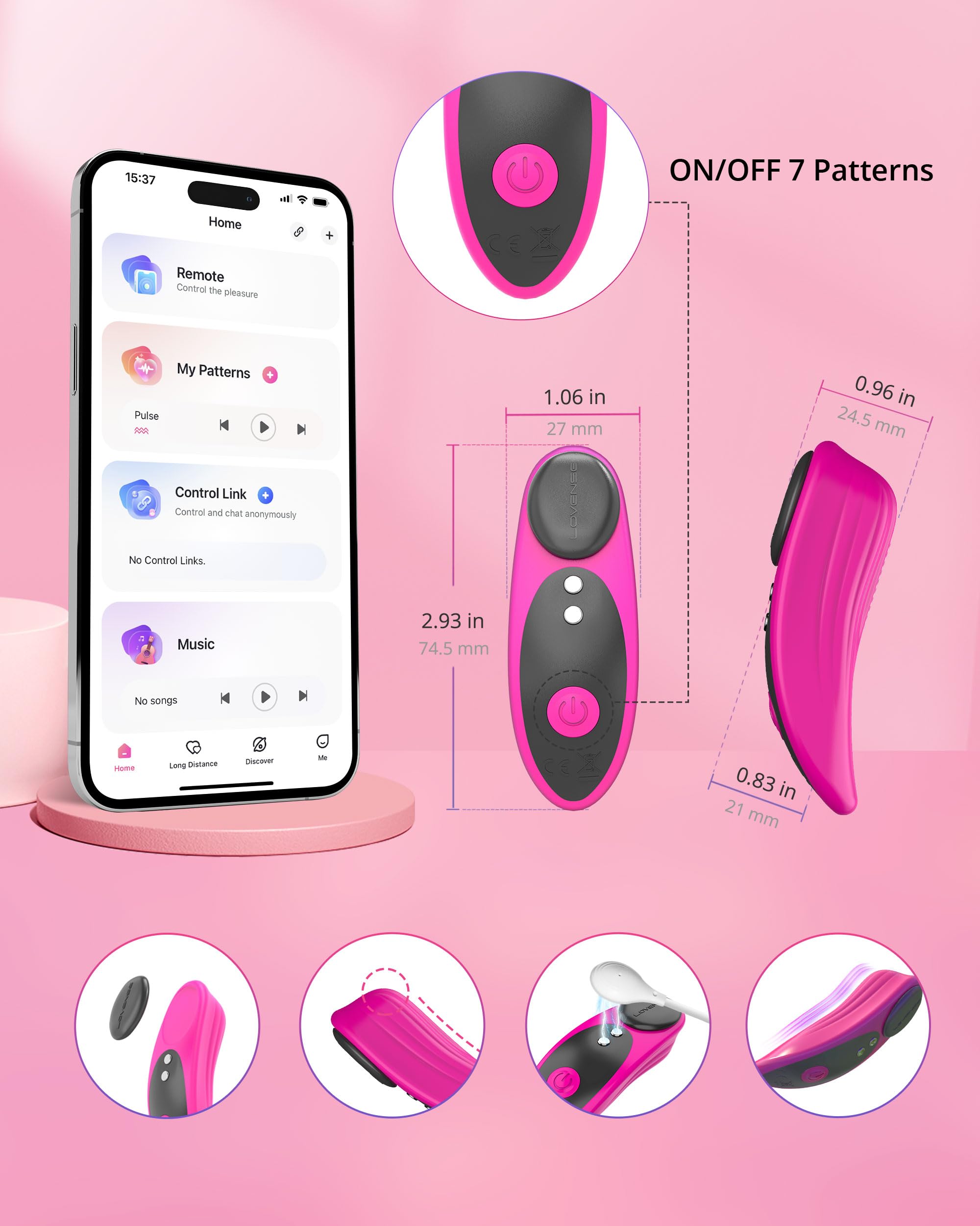 LOVENSE Lush 4 Wearable G-spot Egg Vibrator+Ferri Wearable Magnetic Panty Vibrator+Gemini Vibrating Nipple Clamps for Women Couple Play - Image 6
