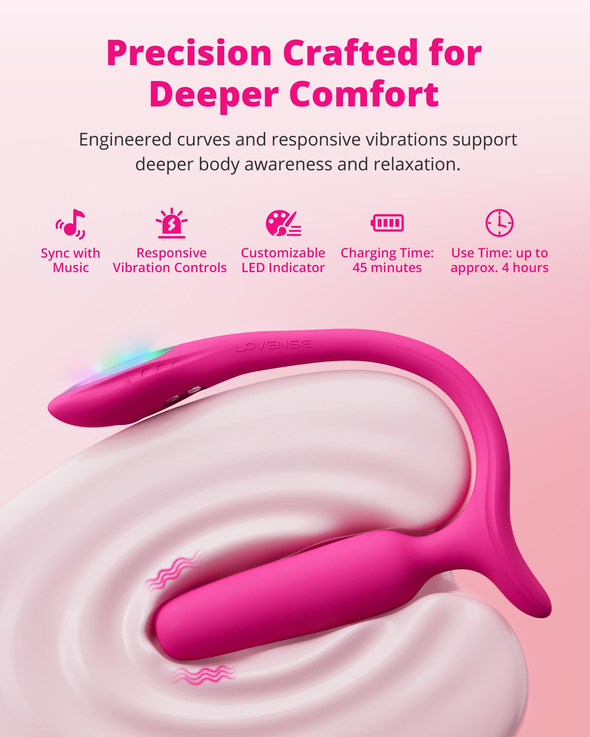 LOVENSE Lush Anal Vibrating Butt Plug Sex Toys, App Controlled Vibrator with LED Light, Small Anal Plug Adult Sex Toys & Games for Men Women Couples, Beginners-Friendly, Waterproof, Rose - Image 5