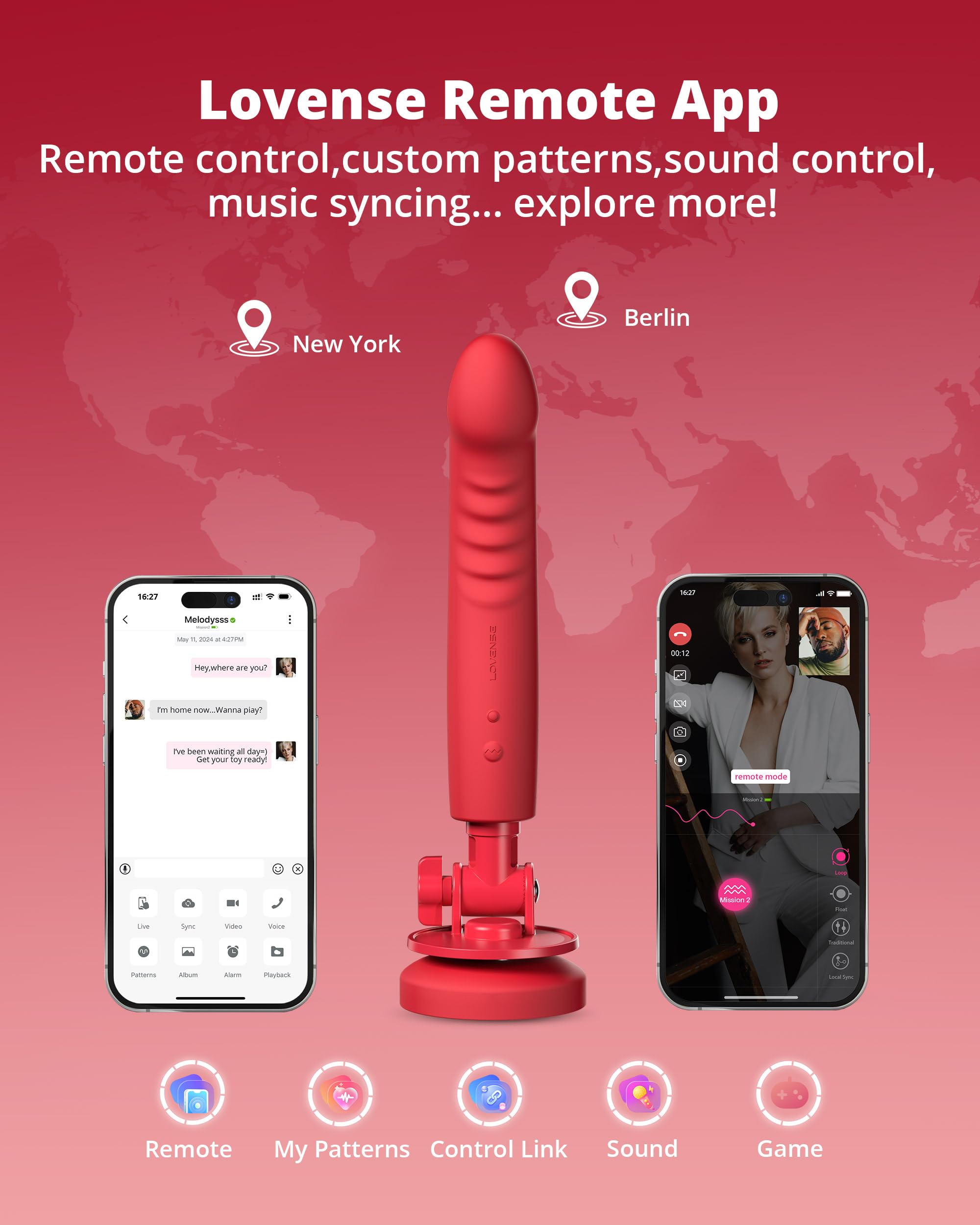 LOVENSE Mission 2 Dildo Machine, Adjustable 180° Suction Cup Dildo, App Remote Control Sex Machine for Women Powerful Vibration & Touch-Sense, Automatic Sex Toy for Couple - Image 3