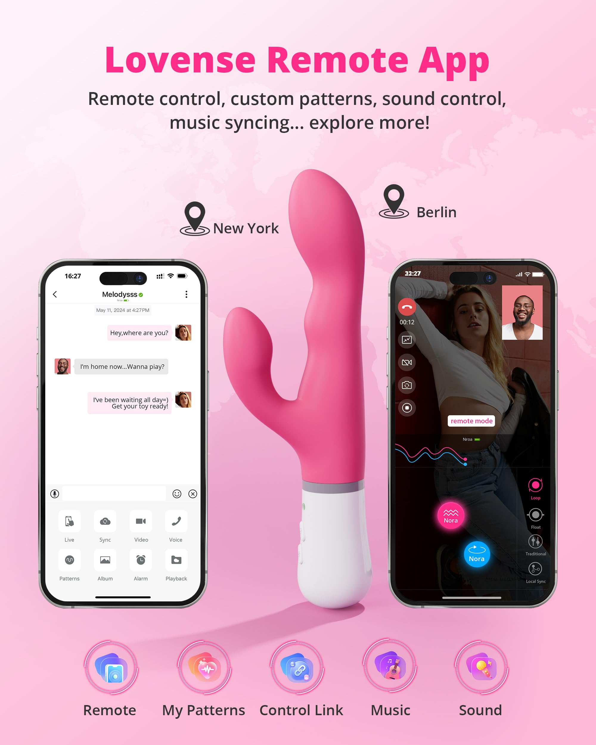 LOVENSE Nora Rabbit Vibrator with Remote, Rotating Dildo Rabbit G Spot Clitoral Stimulator Adult Sex Toys & Games App Controlled with 10,000+ Vibration Modes Long Distance Vibrator for Women Couple - Image 3