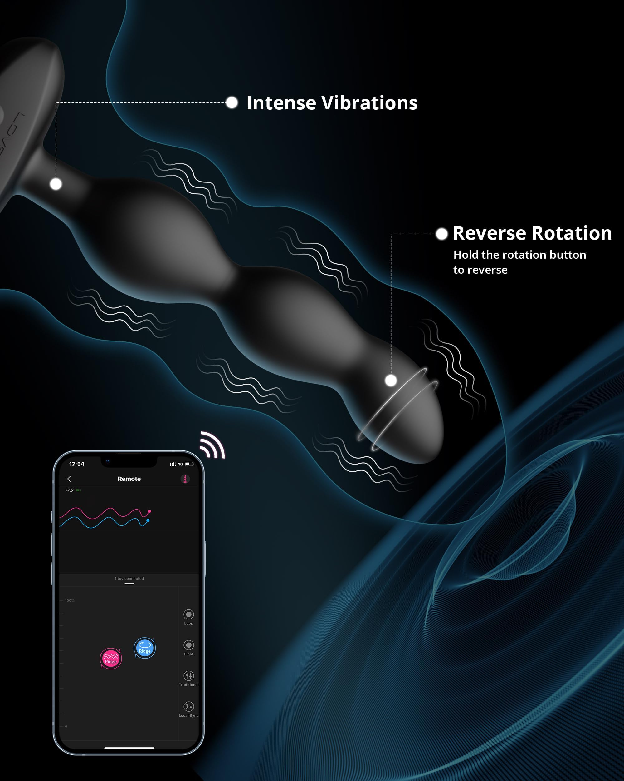 LOVENSE Ridge Vibrator Anal Beads Dildo, 360° Rotating Vibrating Butt Plug Anal Sexy Toys for Men Women, Adult Toy Prostate Massager, Remote Control Anal Vibrator for Beginner & Advanced Player - Image 6