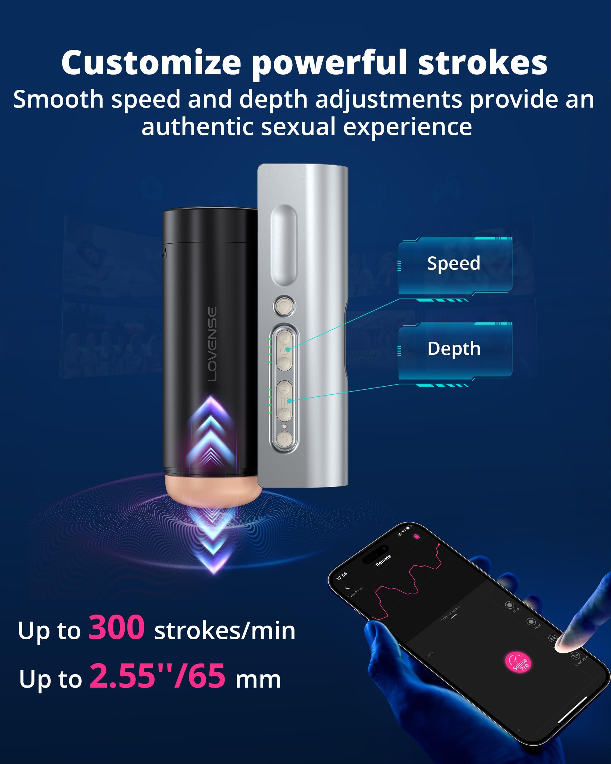 LOVENSE Solace Pro Automatic Male Masturbator,App Remote Control Thrusting Blowjob Machine + LOVENSE Personal Lubricant Privacy Water-Based lube Non-Sticky Lubrication for Men, Women and Couples - Image 5