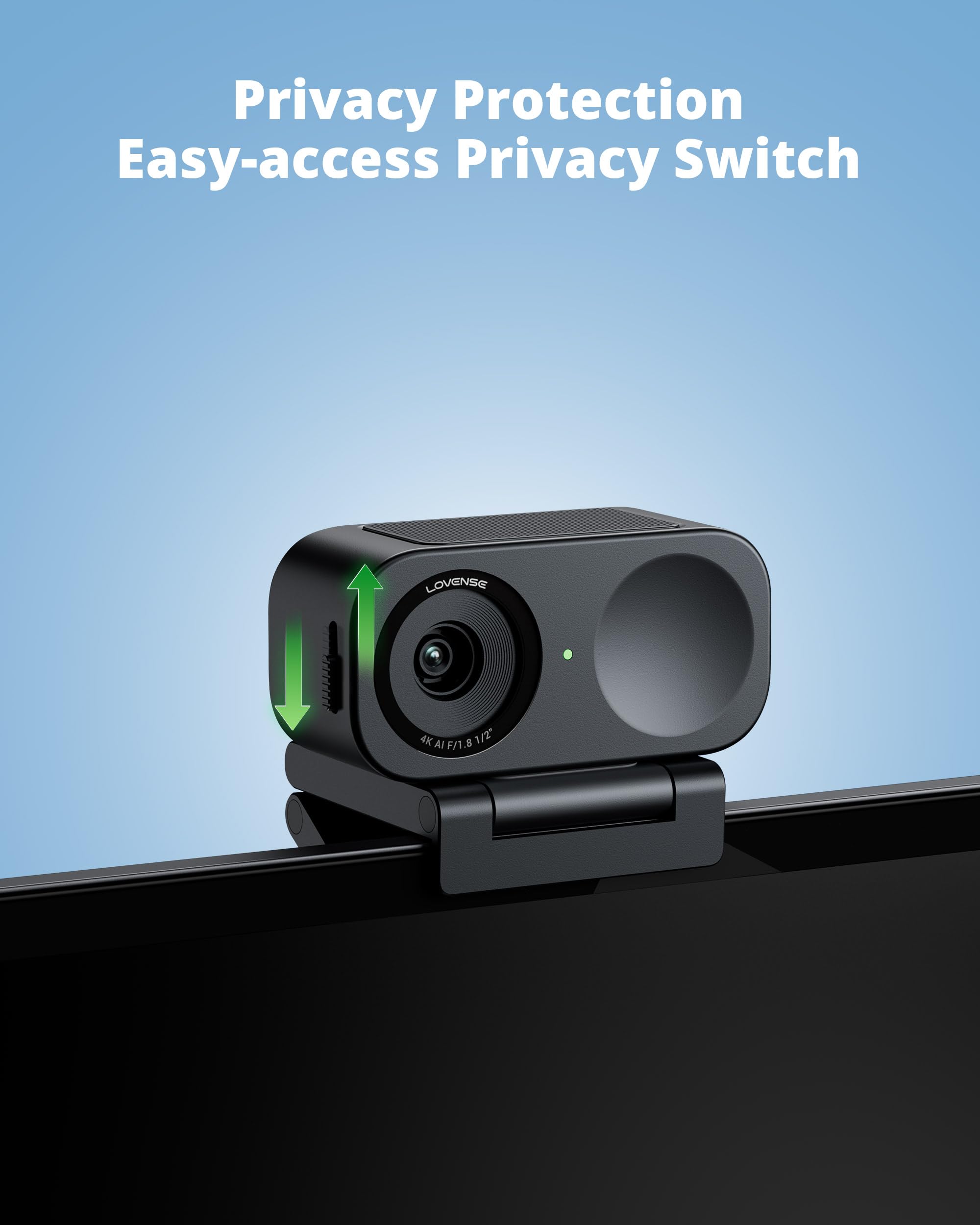 LOVENSE Webcam 2 4k for PC, Live Streaming Camera 1/2" Sensor True Focus Al Noise Canceling, Hand Gesture Control, Mobile Control, Auto Framing, Customizable Audio Modes, Microphones, Privacy Control - Image 7